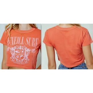 O'Neill Crew Team Babe Cropped Tee Top Screenprint Watermelon & White Sz XL NEW